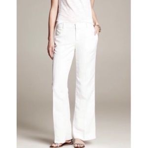 Banana Republic White Linen Wide Leg Trousers